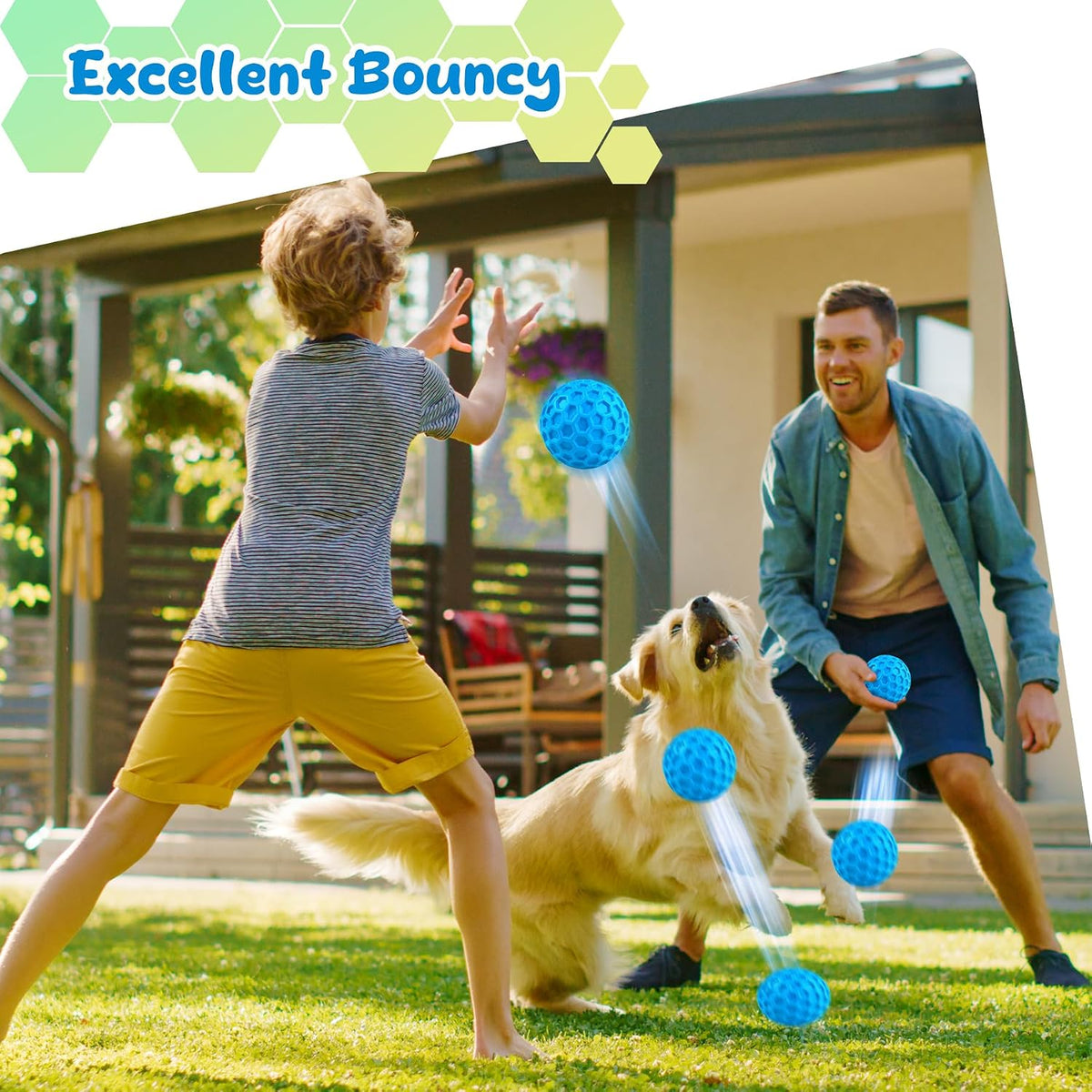 Tough Dog Chew Toys for Aggressive Chewers, Indestructible Dog Balls for Aggressive Chewers, Squeaky Balls for Dogs, Squeaky Toys for Large Dogs, Funny Heavy Duty Ball