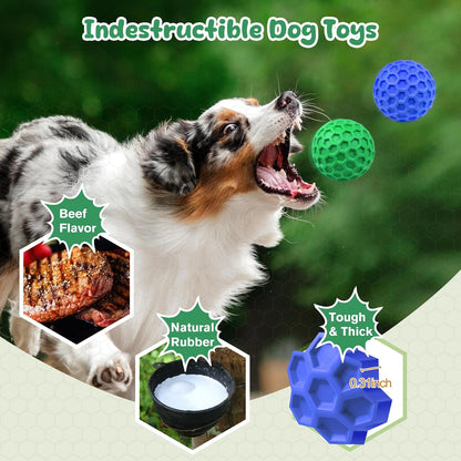 Tough Dog Chew Toys for Aggressive Chewers, Indestructible Dog Balls for Aggressive Chewers, Squeaky Balls for Dogs, Squeaky Toys for Large Dogs, Funny Heavy Duty Ball