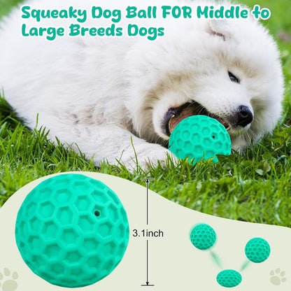 Tough Dog Chew Toys for Aggressive Chewers, Indestructible Dog Balls for Aggressive Chewers, Squeaky Balls for Dogs, Squeaky Toys for Large Dogs, Funny Heavy Duty Ball