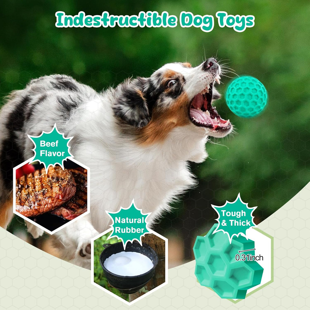 Tough Dog Chew Toys for Aggressive Chewers, Indestructible Dog Balls for Aggressive Chewers, Squeaky Balls for Dogs, Squeaky Toys for Large Dogs, Funny Heavy Duty Ball