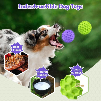 Tough Dog Chew Toys for Aggressive Chewers, Indestructible Dog Balls for Aggressive Chewers, Squeaky Balls for Dogs, Squeaky Toys for Large Dogs, Funny Heavy Duty Ball