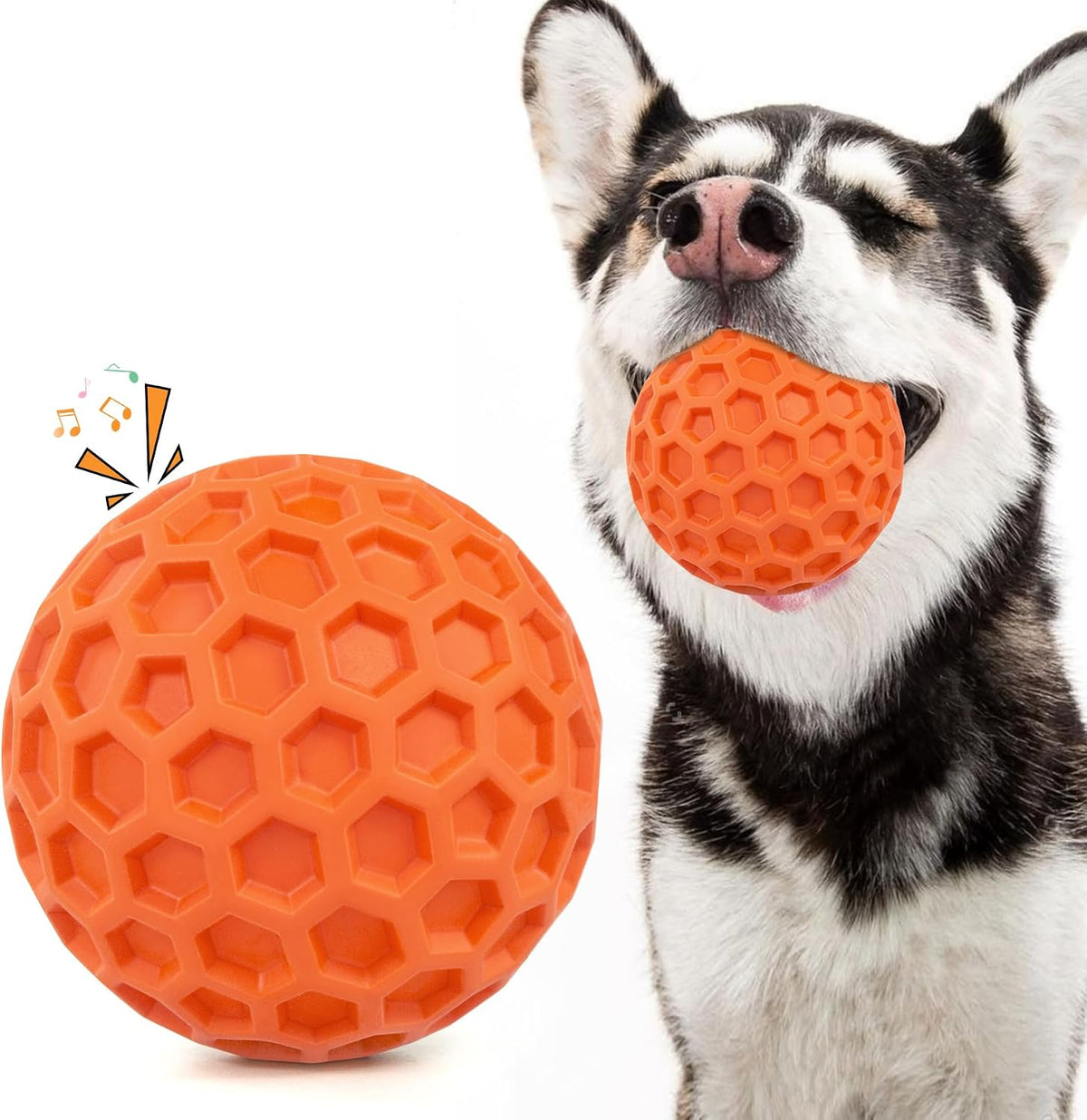 Tough Dog Chew Toys for Aggressive Chewers, Indestructible Dog Balls for Aggressive Chewers, Squeaky Balls for Dogs, Squeaky Toys for Large Dogs, Funny Heavy Duty Ball