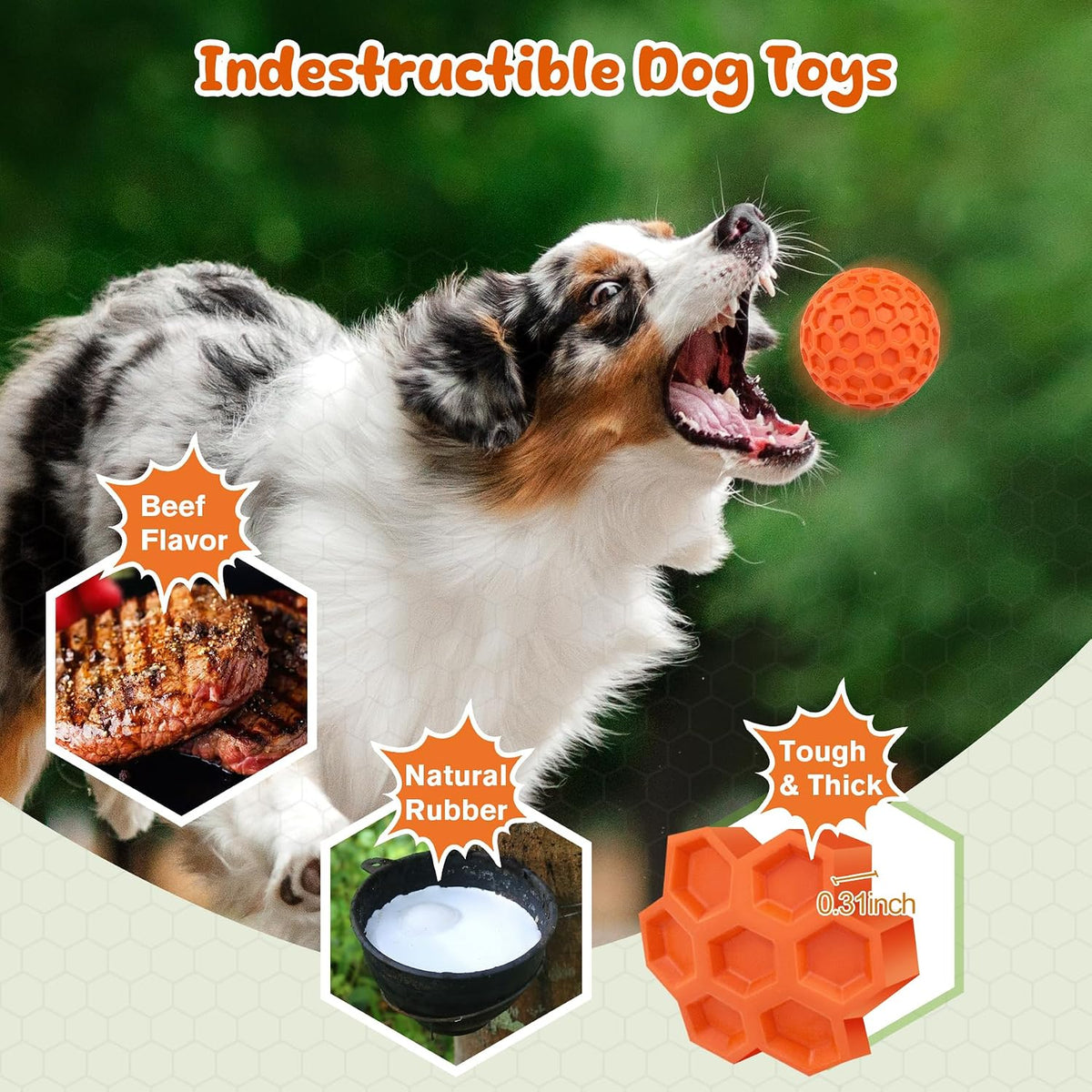 Tough Dog Chew Toys for Aggressive Chewers, Indestructible Dog Balls for Aggressive Chewers, Squeaky Balls for Dogs, Squeaky Toys for Large Dogs, Funny Heavy Duty Ball