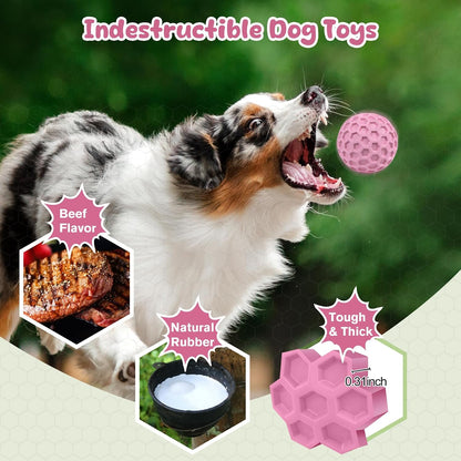 Tough Dog Chew Toys for Aggressive Chewers, Indestructible Dog Balls for Aggressive Chewers, Squeaky Balls for Dogs, Squeaky Toys for Large Dogs, Funny Heavy Duty Ball