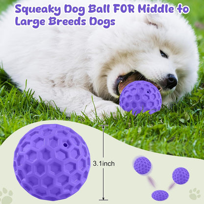 Tough Dog Chew Toys for Aggressive Chewers, Indestructible Dog Balls for Aggressive Chewers, Squeaky Balls for Dogs, Squeaky Toys for Large Dogs, Funny Heavy Duty Ball