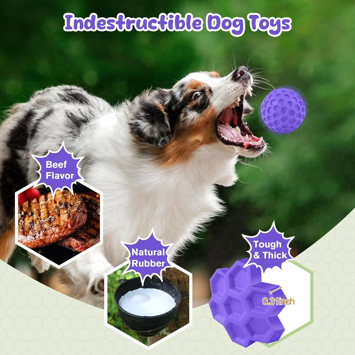 Tough Dog Chew Toys for Aggressive Chewers, Indestructible Dog Balls for Aggressive Chewers, Squeaky Balls for Dogs, Squeaky Toys for Large Dogs, Funny Heavy Duty Ball
