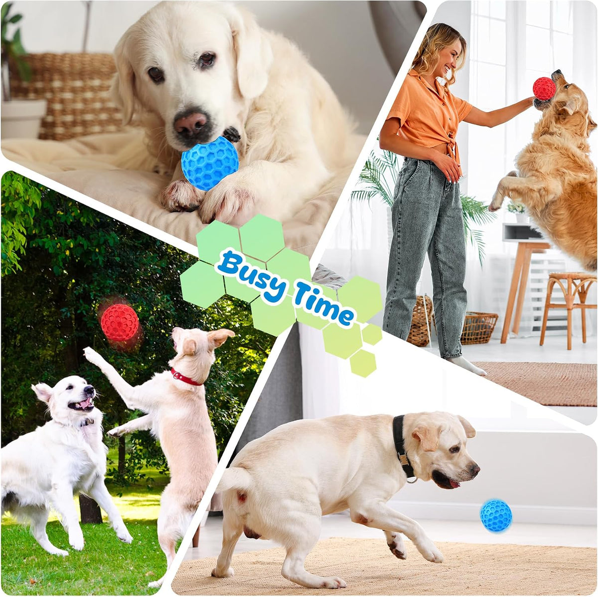 Tough Dog Chew Toys for Aggressive Chewers, Indestructible Dog Balls for Aggressive Chewers, Squeaky Balls for Dogs, Squeaky Toys for Large Dogs, Funny Heavy Duty Ball