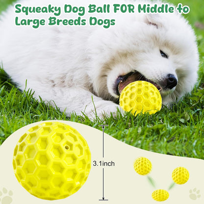 Tough Dog Chew Toys for Aggressive Chewers, Indestructible Dog Balls for Aggressive Chewers, Squeaky Balls for Dogs, Squeaky Toys for Large Dogs, Funny Heavy Duty Ball