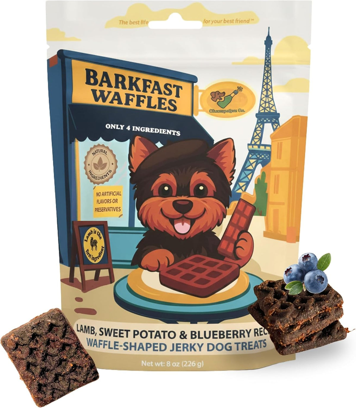 Barkfast Waffles Soft Lamb Dog Treats, 8 oz, Natural, Allergy Friendly