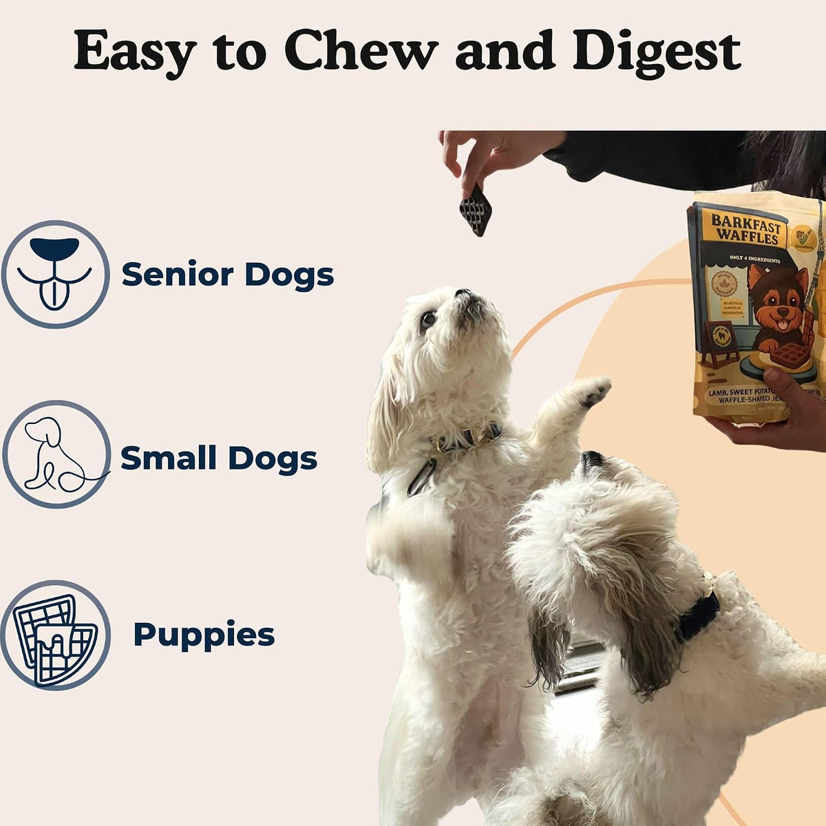 Barkfast Waffles Soft Lamb Dog Treats, 8 oz, Natural, Allergy Friendly