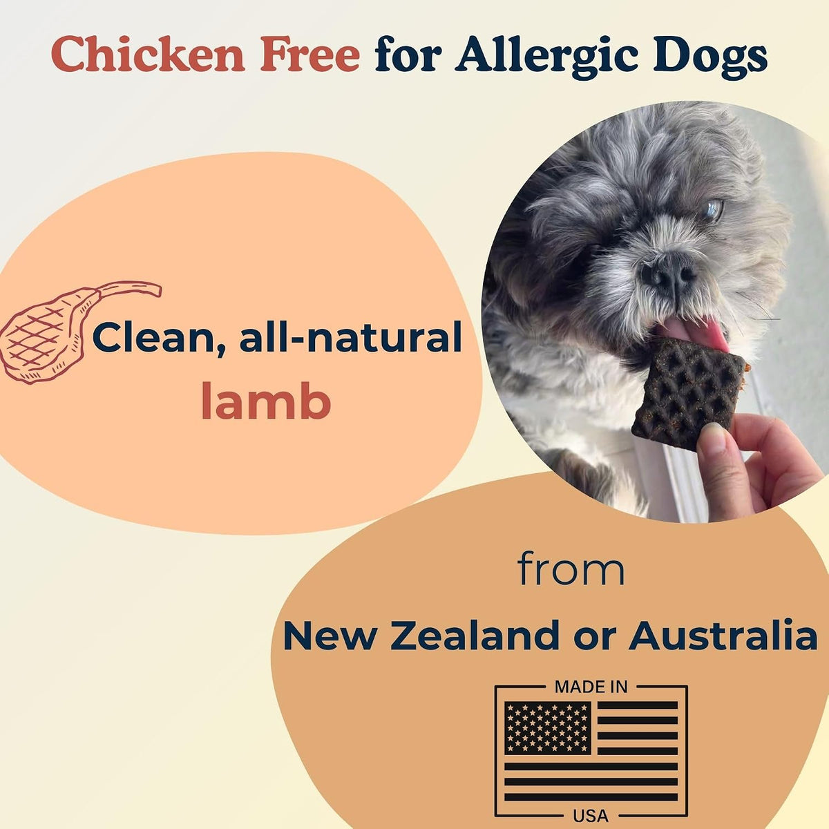 Barkfast Waffles Soft Lamb Dog Treats, 8 oz, Natural, Allergy Friendly