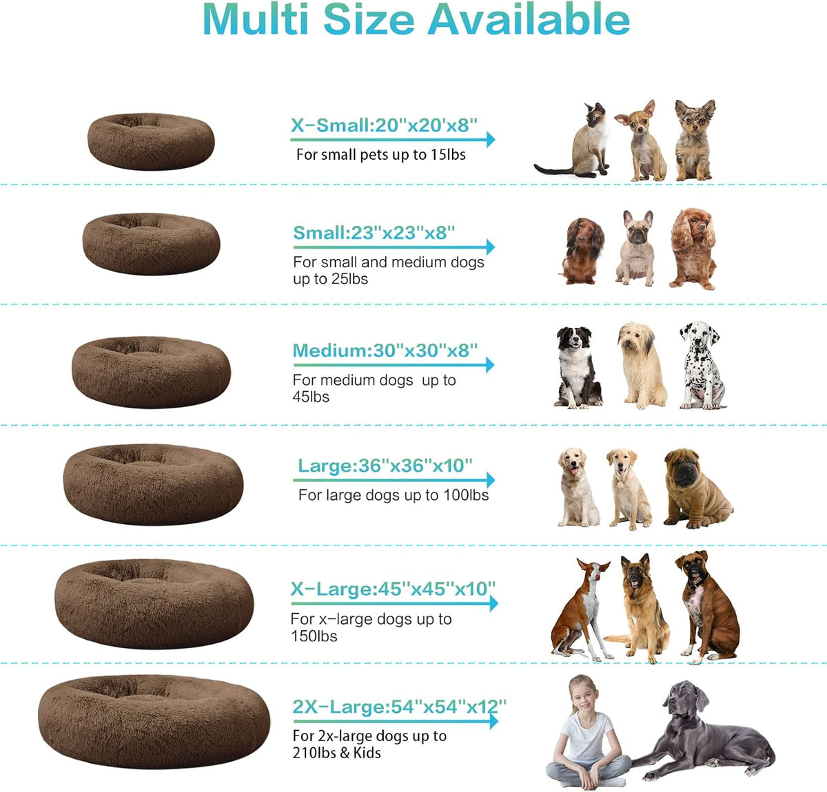 30 inches Calming Donut Dog Bed - 3X Durable Plush Faux Fur, Machine Washable & Non-Slip, Fits up to 45 lbs, Dark Grey