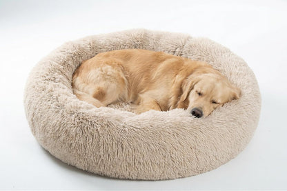 30 inches Calming Donut Dog Bed - 3X Durable Plush Faux Fur, Machine Washable & Non-Slip, Fits up to 45 lbs, Dark Grey
