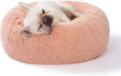 30 inches Calming Donut Dog Bed - 3X Durable Plush Faux Fur, Machine Washable & Non-Slip, Fits up to 45 lbs, Dark Grey