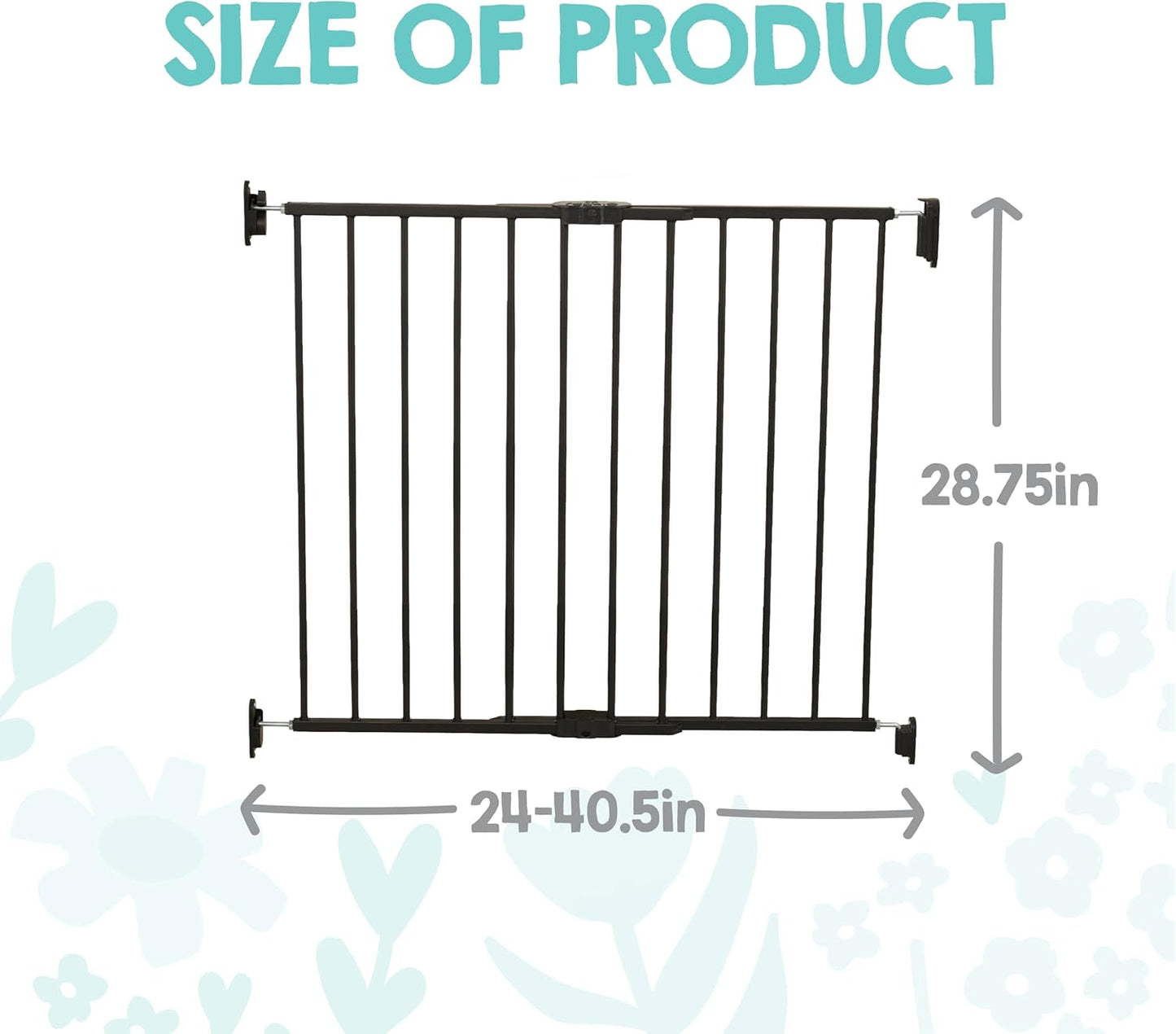 2-in-1 Extra Tall Easy Swing Stairway and Hallway Walk Through Baby Gate, White, 24" - 40.5" Wide