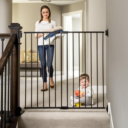 2-in-1 Extra Tall Easy Swing Stairway and Hallway Walk Through Baby Gate, White, 24" - 40.5" Wide