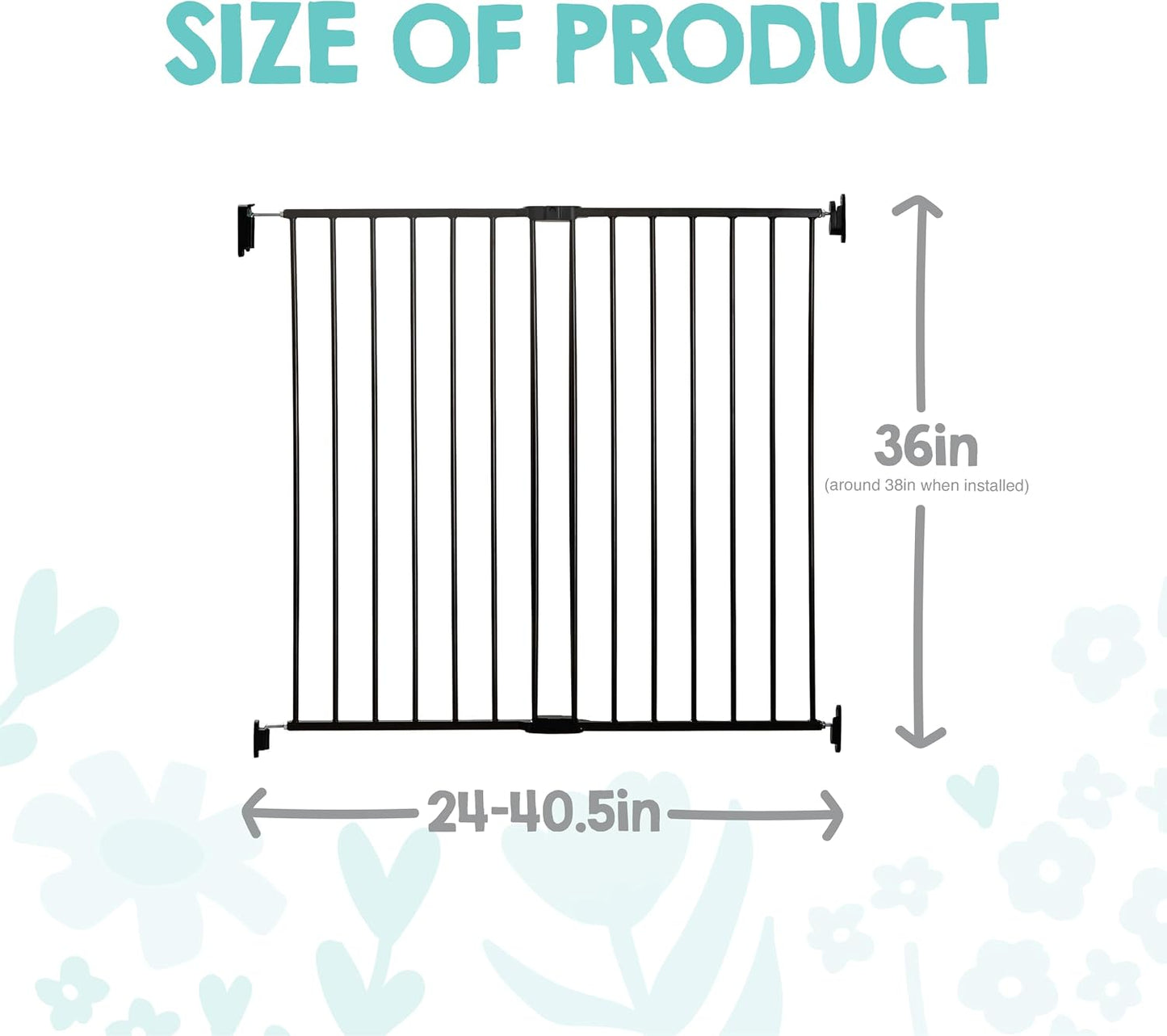 2-in-1 Extra Tall Easy Swing Stairway and Hallway Walk Through Baby Gate, White, 24" - 40.5" Wide