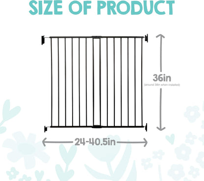 2-in-1 Extra Tall Easy Swing Stairway and Hallway Walk Through Baby Gate, White, 24" - 40.5" Wide