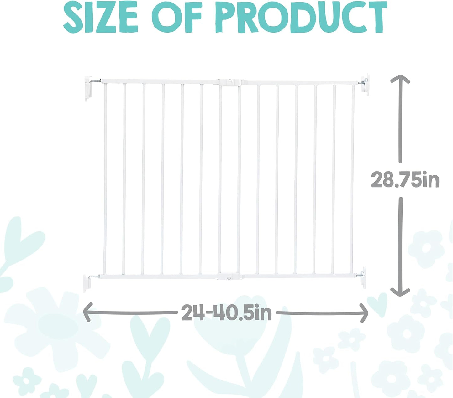 2-in-1 Extra Tall Easy Swing Stairway and Hallway Walk Through Baby Gate, White, 24" - 40.5" Wide