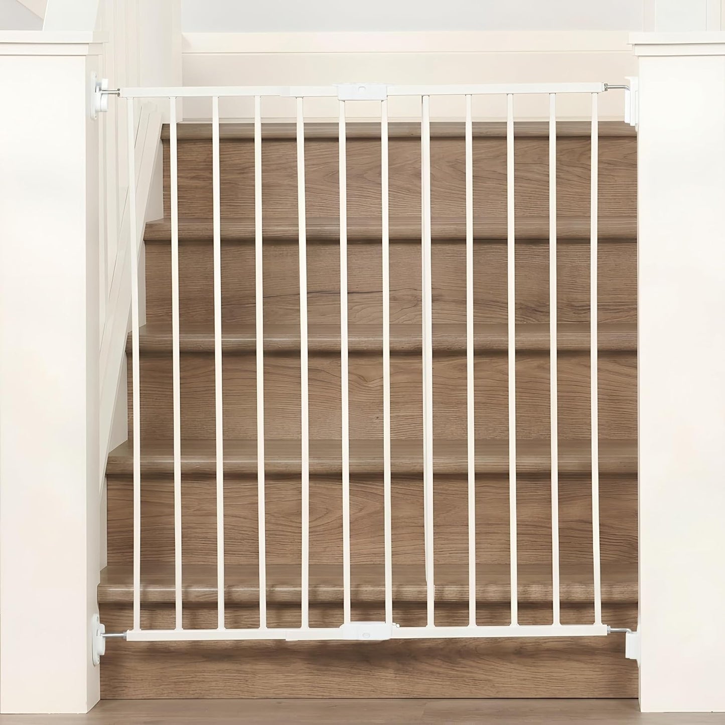 2-in-1 Extra Tall Easy Swing Stairway and Hallway Walk Through Baby Gate, White, 24" - 40.5" Wide