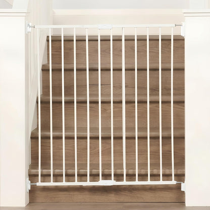 2-in-1 Extra Tall Easy Swing Stairway and Hallway Walk Through Baby Gate, White, 24" - 40.5" Wide