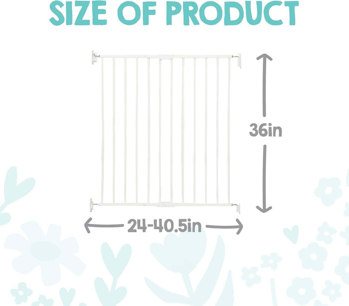 2-in-1 Extra Tall Easy Swing Stairway and Hallway Walk Through Baby Gate, White, 24" - 40.5" Wide
