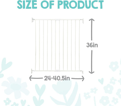 2-in-1 Extra Tall Easy Swing Stairway and Hallway Walk Through Baby Gate, White, 24" - 40.5" Wide