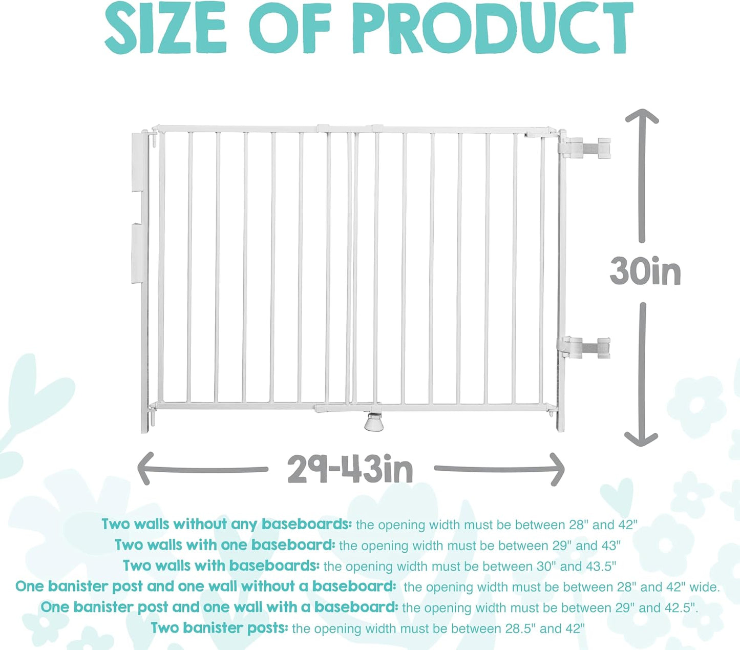 2-in-1 Extra Tall Easy Swing Stairway and Hallway Walk Through Baby Gate, White, 24" - 40.5" Wide