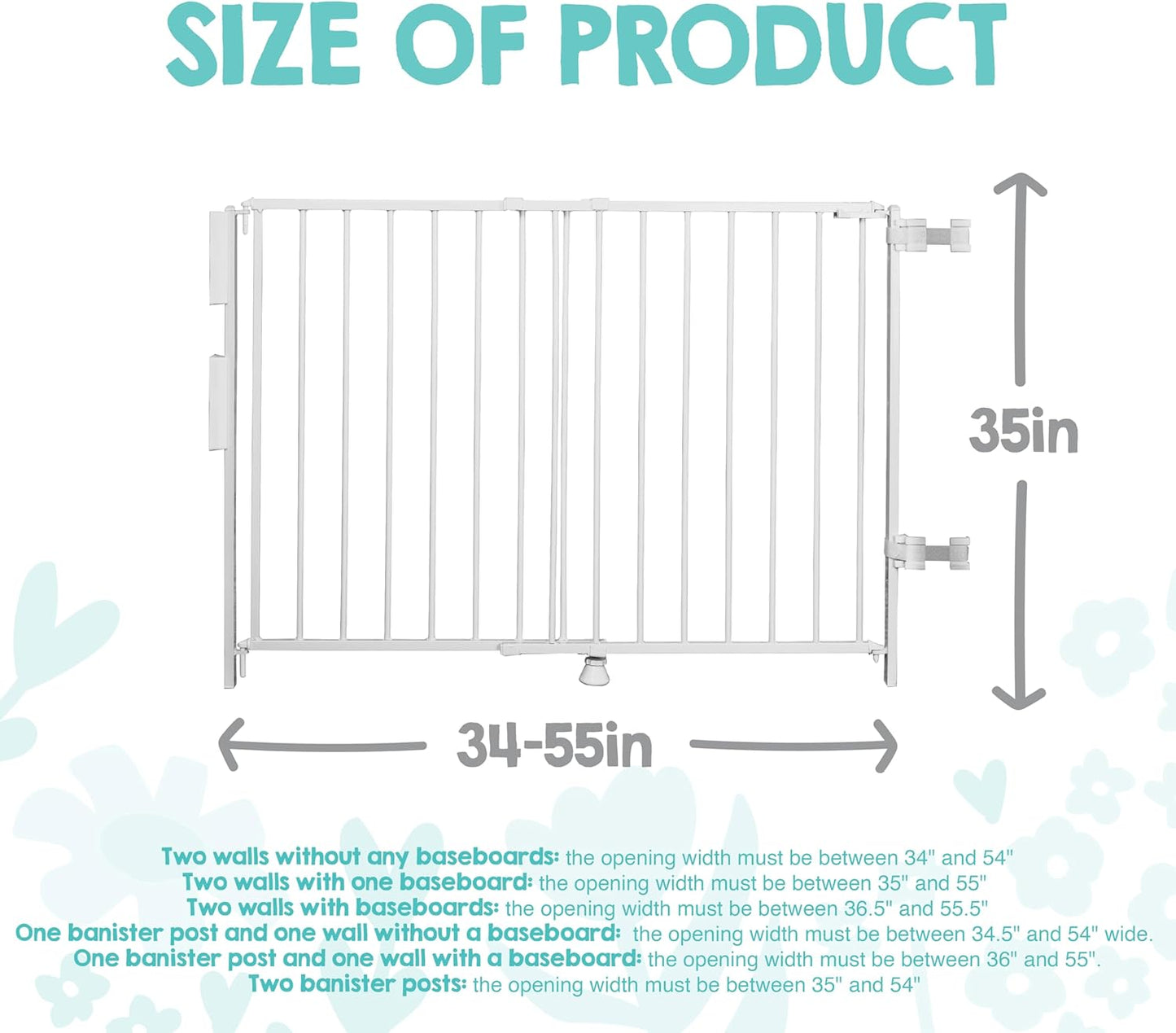 2-in-1 Extra Tall Easy Swing Stairway and Hallway Walk Through Baby Gate, White, 24" - 40.5" Wide