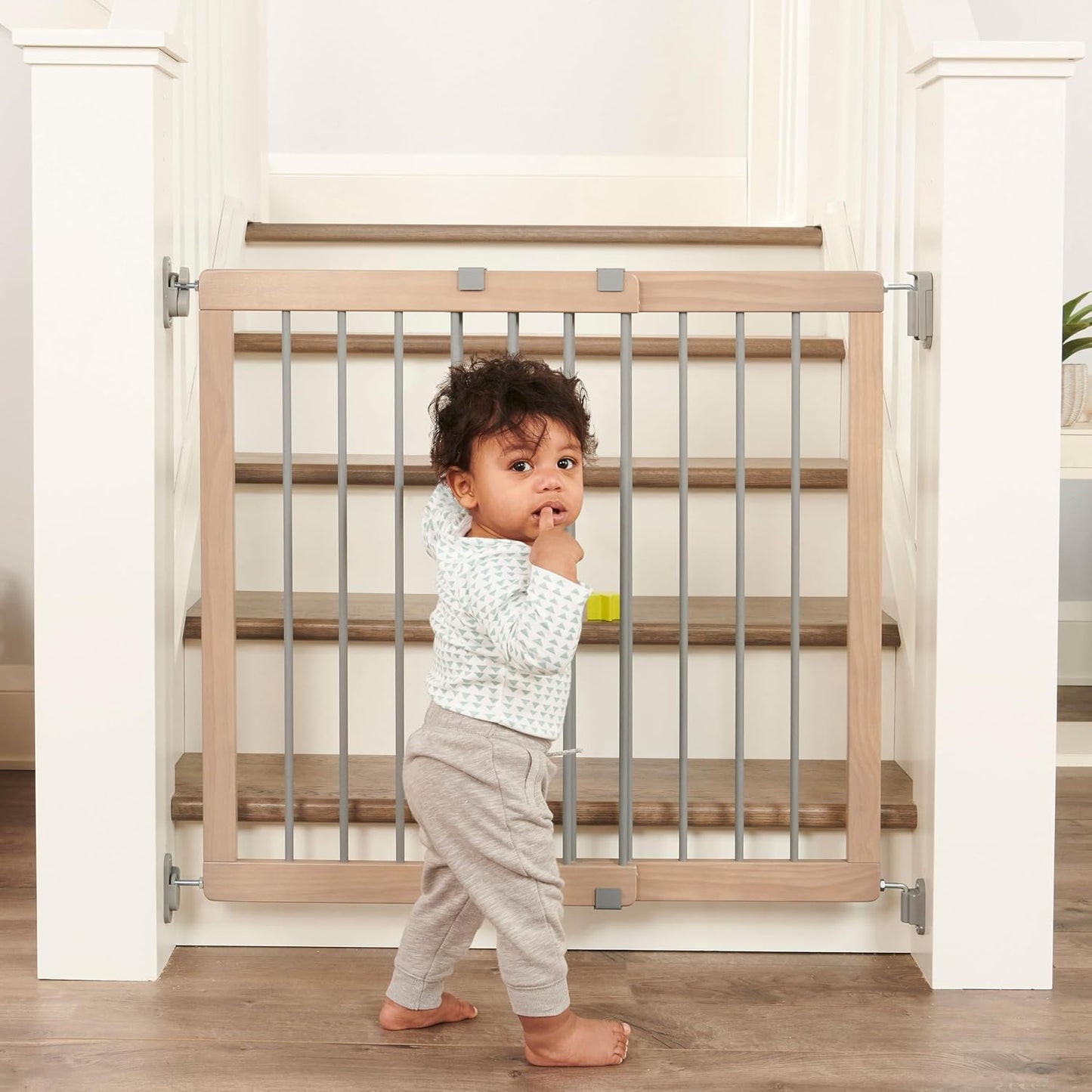 2-in-1 Extra Tall Easy Swing Stairway and Hallway Walk Through Baby Gate, White, 24" - 40.5" Wide