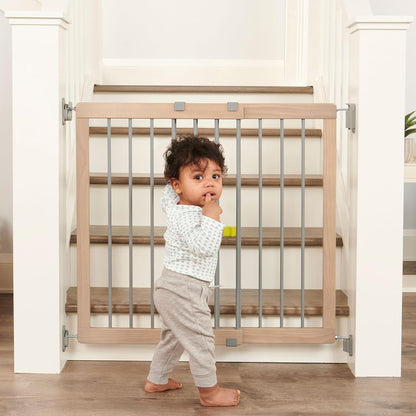 2-in-1 Extra Tall Easy Swing Stairway and Hallway Walk Through Baby Gate, White, 24" - 40.5" Wide