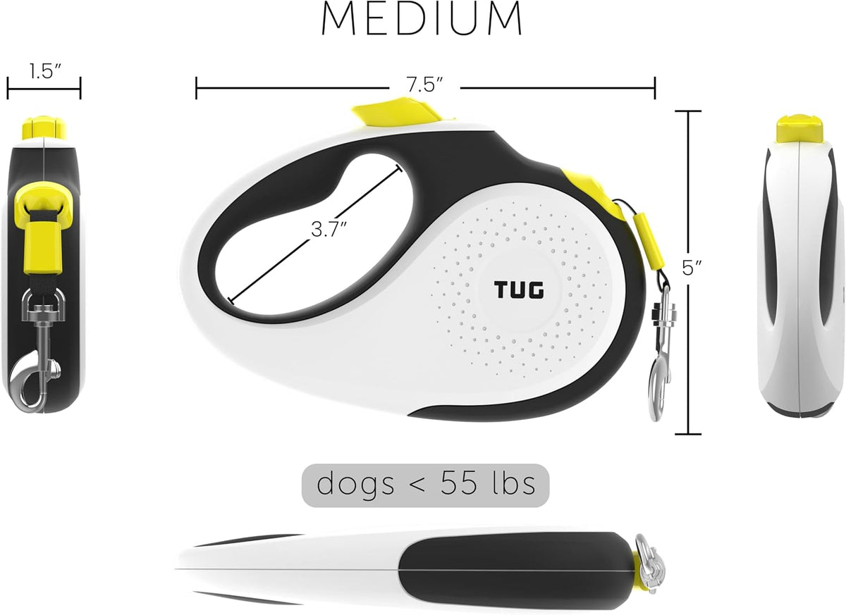Original Retractable Dog Leash, 16 ft (Large, White)