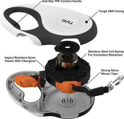 Original Retractable Dog Leash, 16 ft (Large, White)