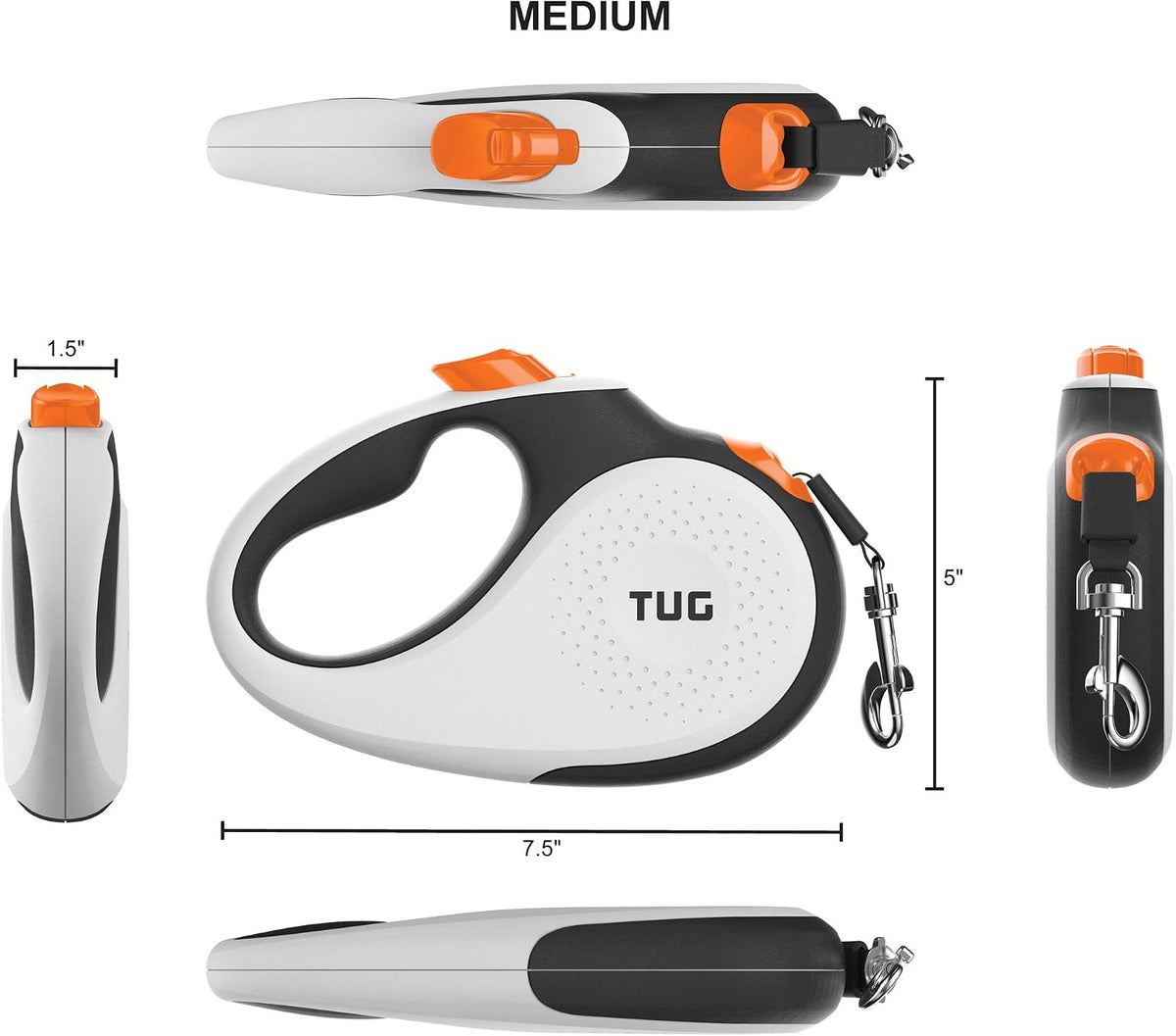 Original Retractable Dog Leash, 16 ft (Large, White)