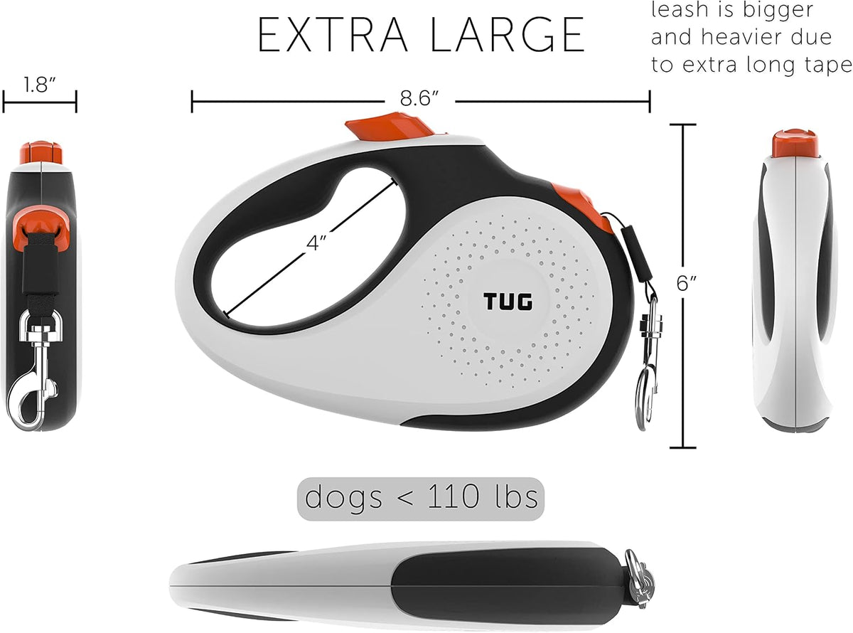 Original Retractable Dog Leash, 16 ft (Large, White)