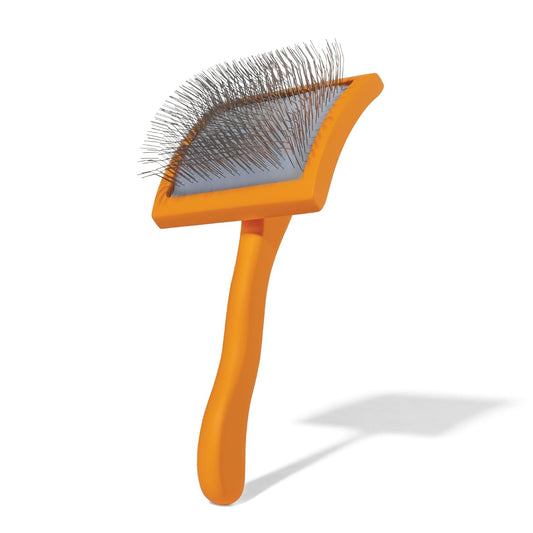 Slicker Brush for Dogs, Goldendoodle Brush for Fluff – Routine Essential for Poodles, Bernedoodles & Long Haired Breeds, Gentle Dematting & Easy-Clean Bristles –