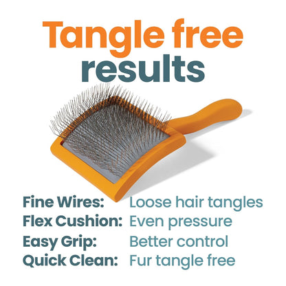 Slicker Brush for Dogs, Goldendoodle Brush for Fluff – Routine Essential for Poodles, Bernedoodles & Long Haired Breeds, Gentle Dematting & Easy-Clean Bristles –