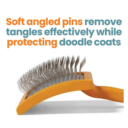 Slicker Brush for Dogs, Goldendoodle Brush for Fluff – Routine Essential for Poodles, Bernedoodles & Long Haired Breeds, Gentle Dematting & Easy-Clean Bristles –