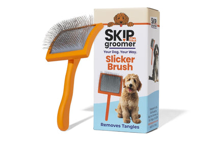 Slicker Brush for Dogs, Goldendoodle Brush for Fluff – Routine Essential for Poodles, Bernedoodles & Long Haired Breeds, Gentle Dematting & Easy-Clean Bristles –