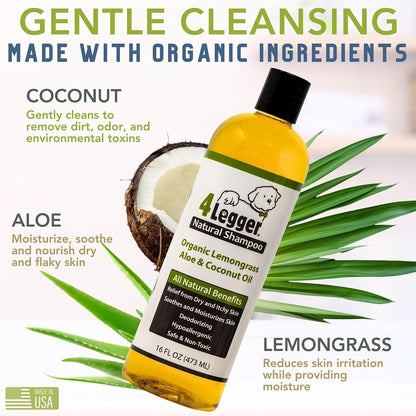 All Natural Organic Oatmeal Dog Shampoo for Itchy Skin with Aloe, Coconut & Lavender Essential Oil, Hypoallergenic, Moisturizing for Normal, Dry, Itchy, or Sensitive Skin, USA Made, 16 oz