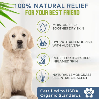 All Natural Organic Oatmeal Dog Shampoo for Itchy Skin with Aloe, Coconut & Lavender Essential Oil, Hypoallergenic, Moisturizing for Normal, Dry, Itchy, or Sensitive Skin, USA Made, 16 oz
