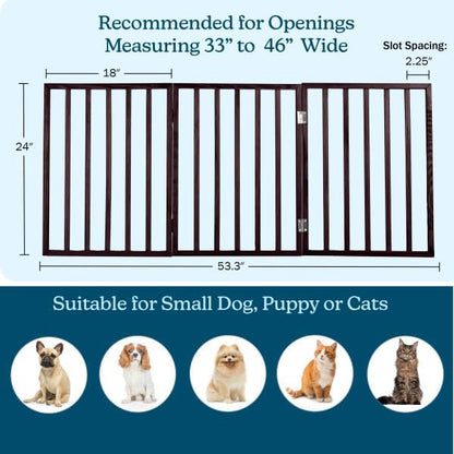 Pet Gate Collection – Dog Gate for Doorways, Stairs or House – Freestanding, Folding, Accordion Style, Wooden Indoor Dog Fence