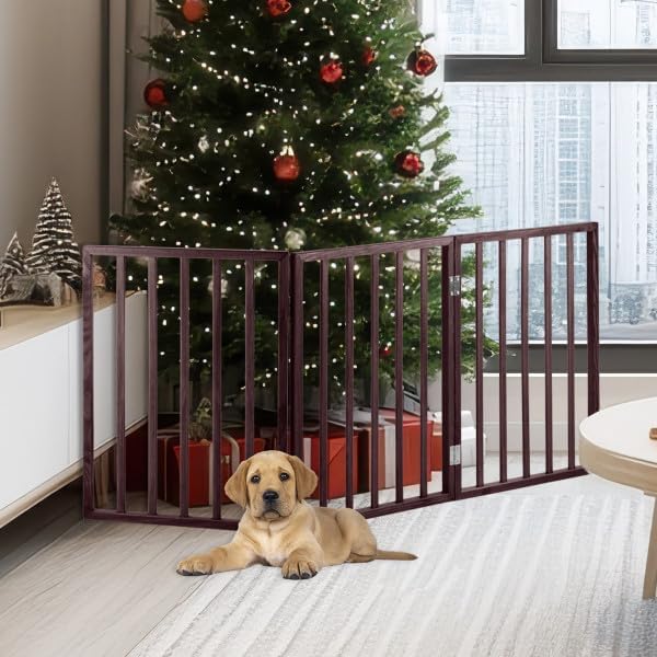 Pet Gate Collection – Dog Gate for Doorways, Stairs or House – Freestanding, Folding, Accordion Style, Wooden Indoor Dog Fence