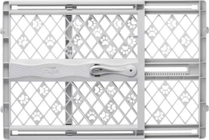 MYPET North States Paws Portable Pet Gate: 26-40" Wide. Pressure Mount. No Tools Needed. Made in USA. Dog Gate 23" Tall, Expandable, Durable Dog Gates for Doorways, Light Gray