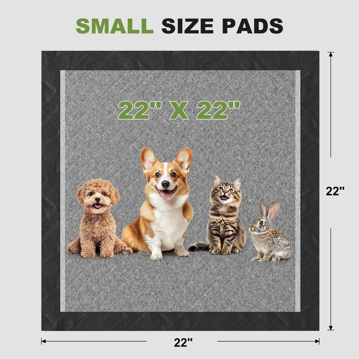 Charcoal Puppy Pads, XL 28"x34", All Edge-Wrapped, Odor-Control Thick Pad