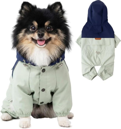 Dog Raincoat Full-Coverage - Waterproof Outdoor Rain Jacket for Small & Medium Dogs Purple Size XXS