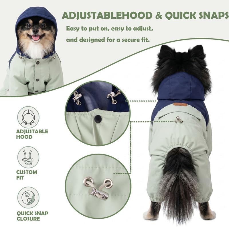 Dog Raincoat Full-Coverage - Waterproof Outdoor Rain Jacket for Small & Medium Dogs Purple Size XXS