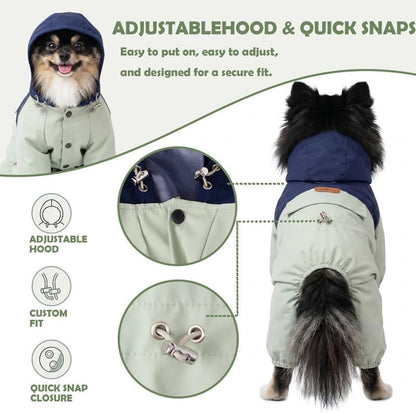 Dog Raincoat Full-Coverage - Waterproof Outdoor Rain Jacket for Small & Medium Dogs Purple Size XXS