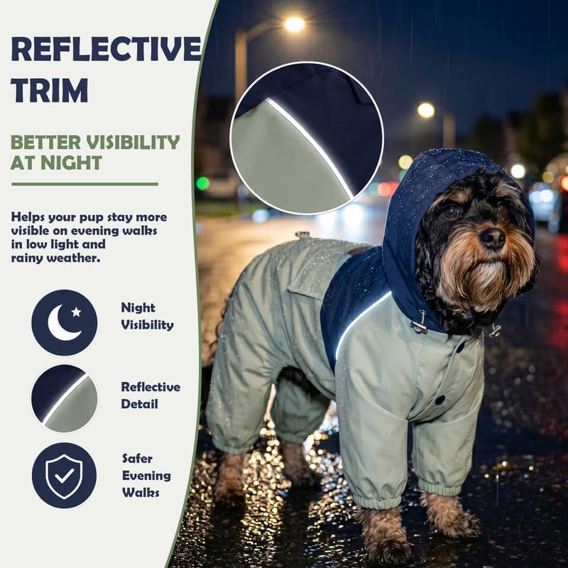 Dog Raincoat Full-Coverage - Waterproof Outdoor Rain Jacket for Small & Medium Dogs Purple Size XXS