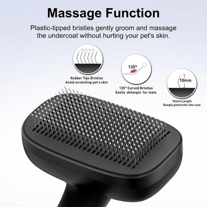 Self Cleaning Slicker Brush for Dog and Cat Shedding | Skin Friendly Deshedding Brush for Short or Long Haired Dogs & Cats, One-Click Retractable for Easy Cleaning Flying Hair